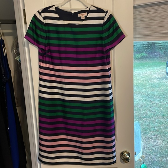 Brooks brothers red fleece shift dress purple green white navy stripe - Picture 3 of 3